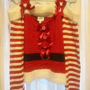 Festive Red and White Striped Sweater